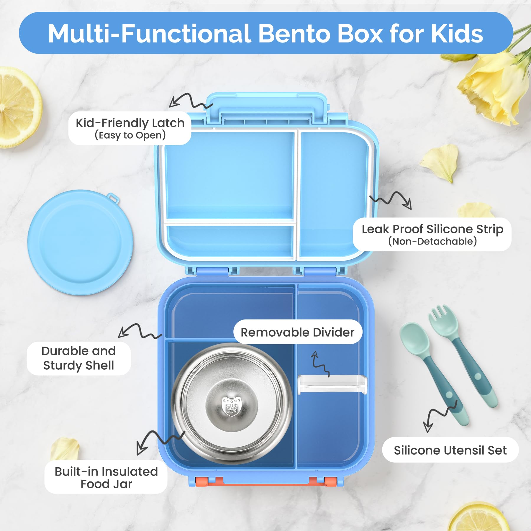 BEAQUEE lonchera infantil con apertura fácil y mango cómodo.