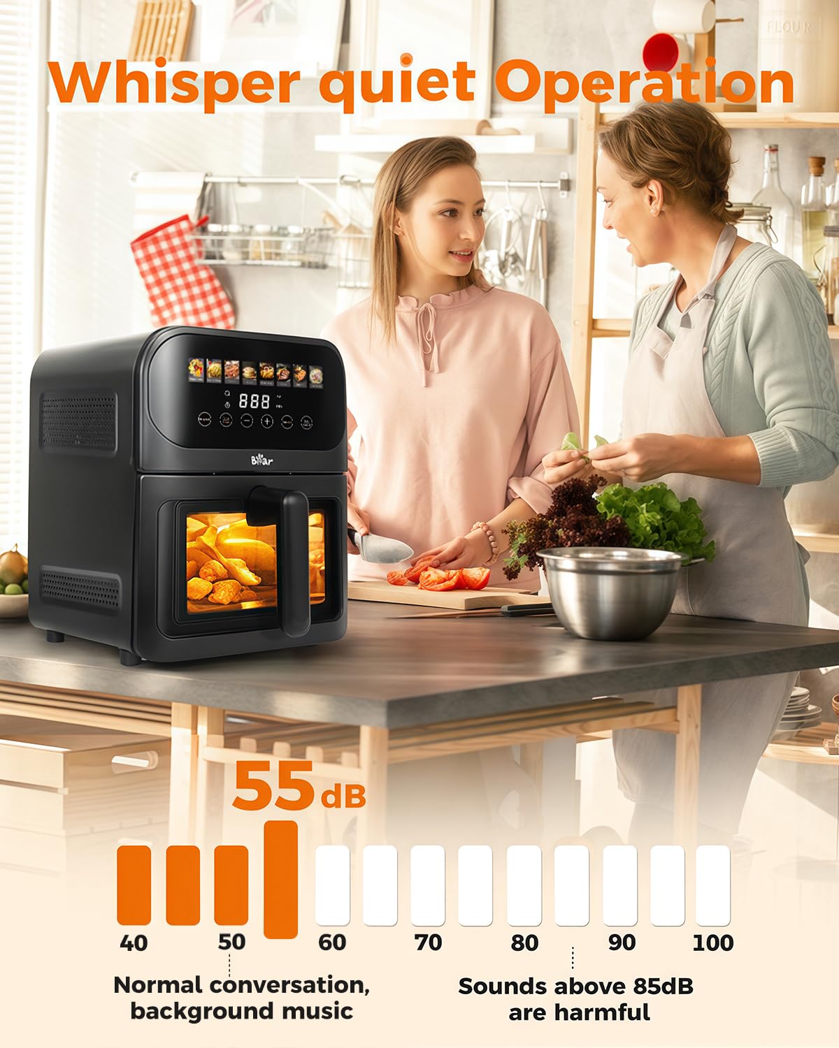 Bear Air Fryer, control de temperatura 145–400°F