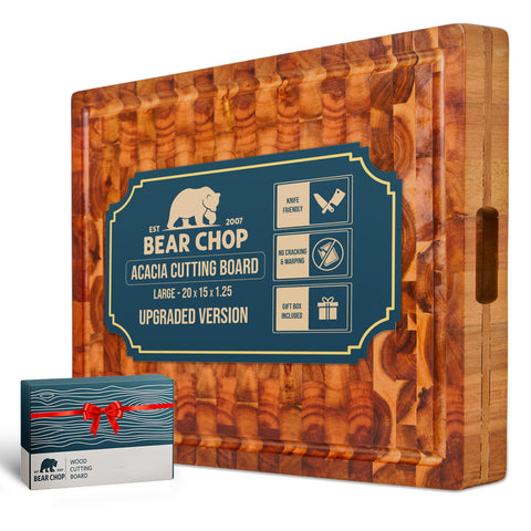 Tabla BEAR CHOP de acacia 20x15 con refuerzo de 4 lados para mayor durabilidad