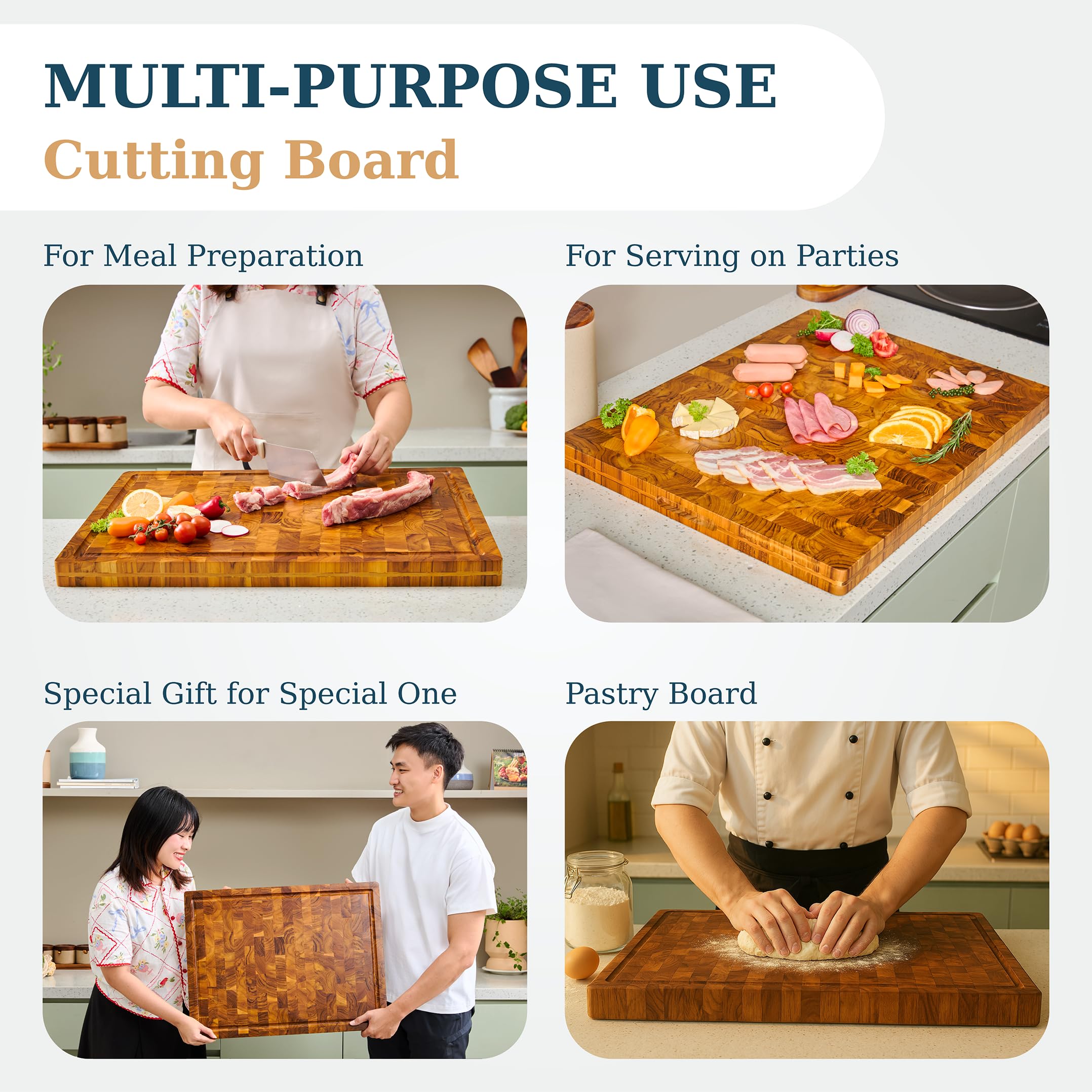 Tabla BEAR CHOP con ranura para jugos para evitar derrames en la encimera