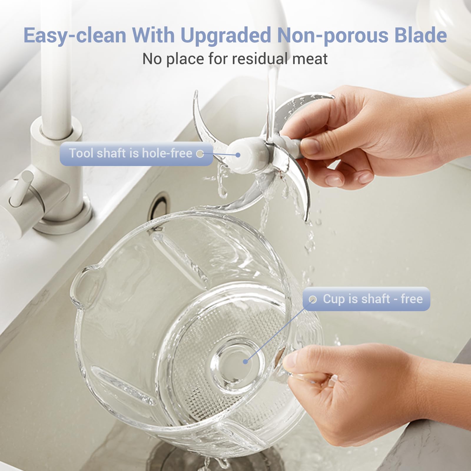 Bear Food Processor: cuchillas de acero inoxidable, 4 niveles para texturas precisas