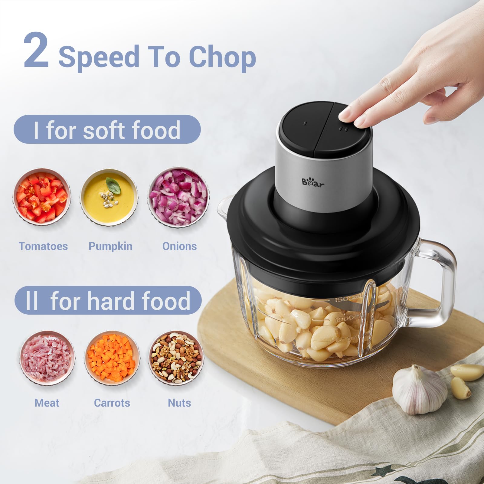 Bear Food Processor: jarra de vidrio con escala para medir ingredientes