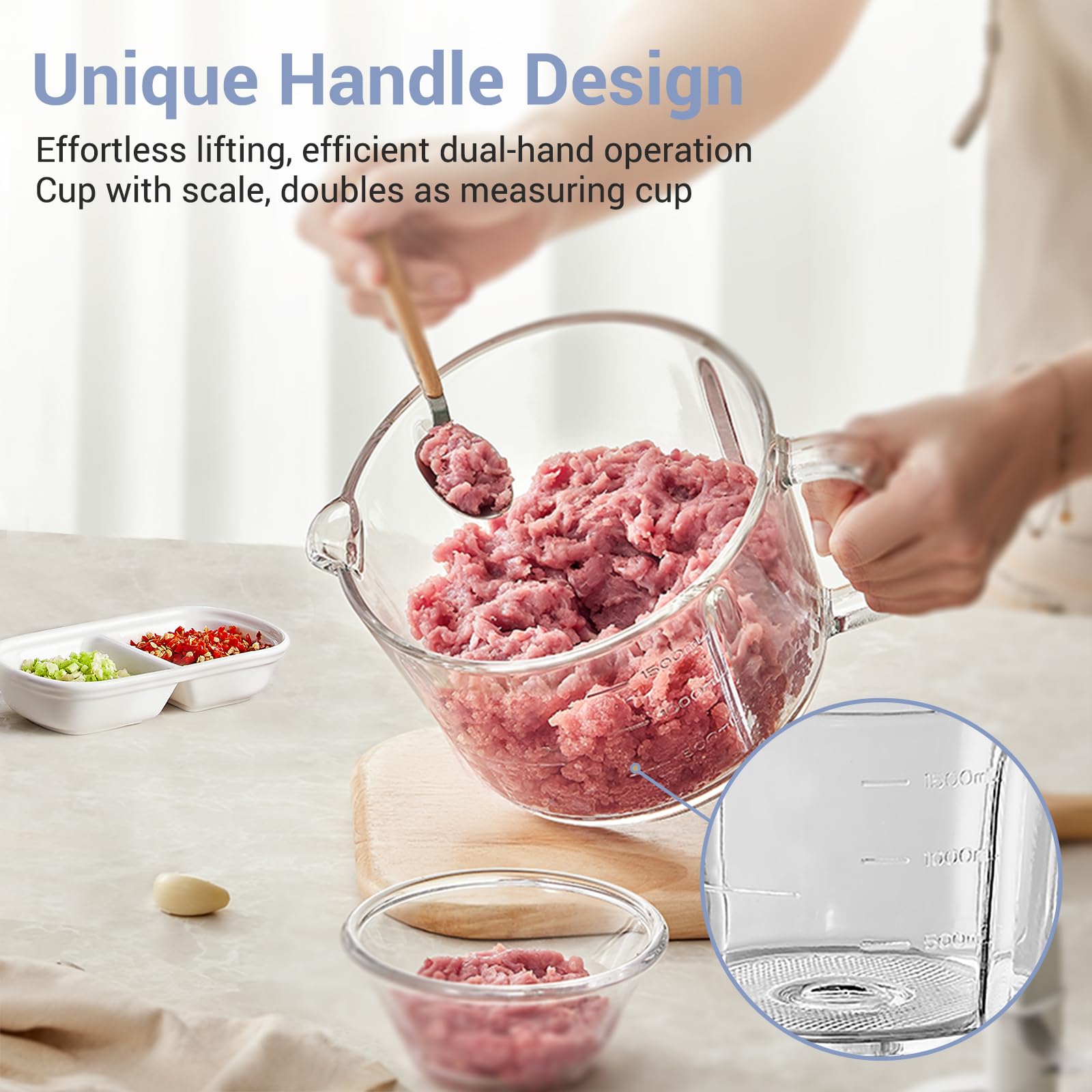 Bear Food Processor: tapa con mango portátil para verter sin goteos