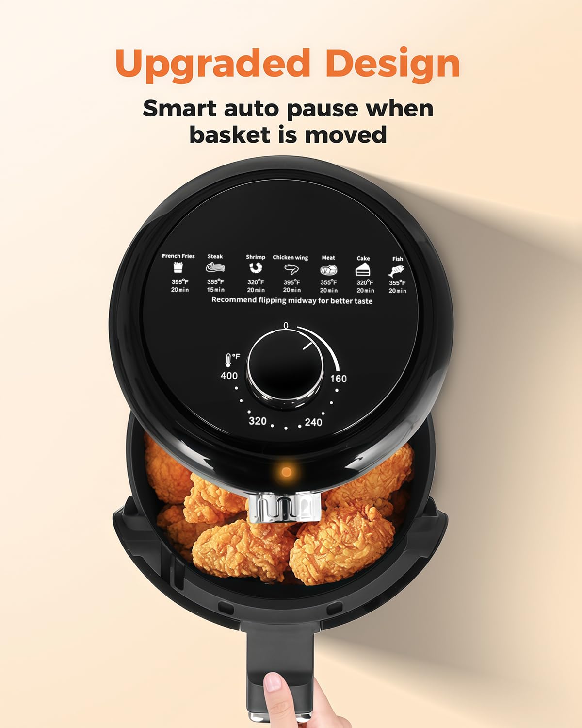Bear freidora de aire mini 2.1qt limpieza rápida con bandeja extraíble apta lavavajillas.