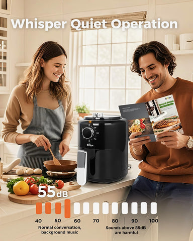Bear freidora de aire mini 2.1qt operación silenciosa para cocinas tranquilas.