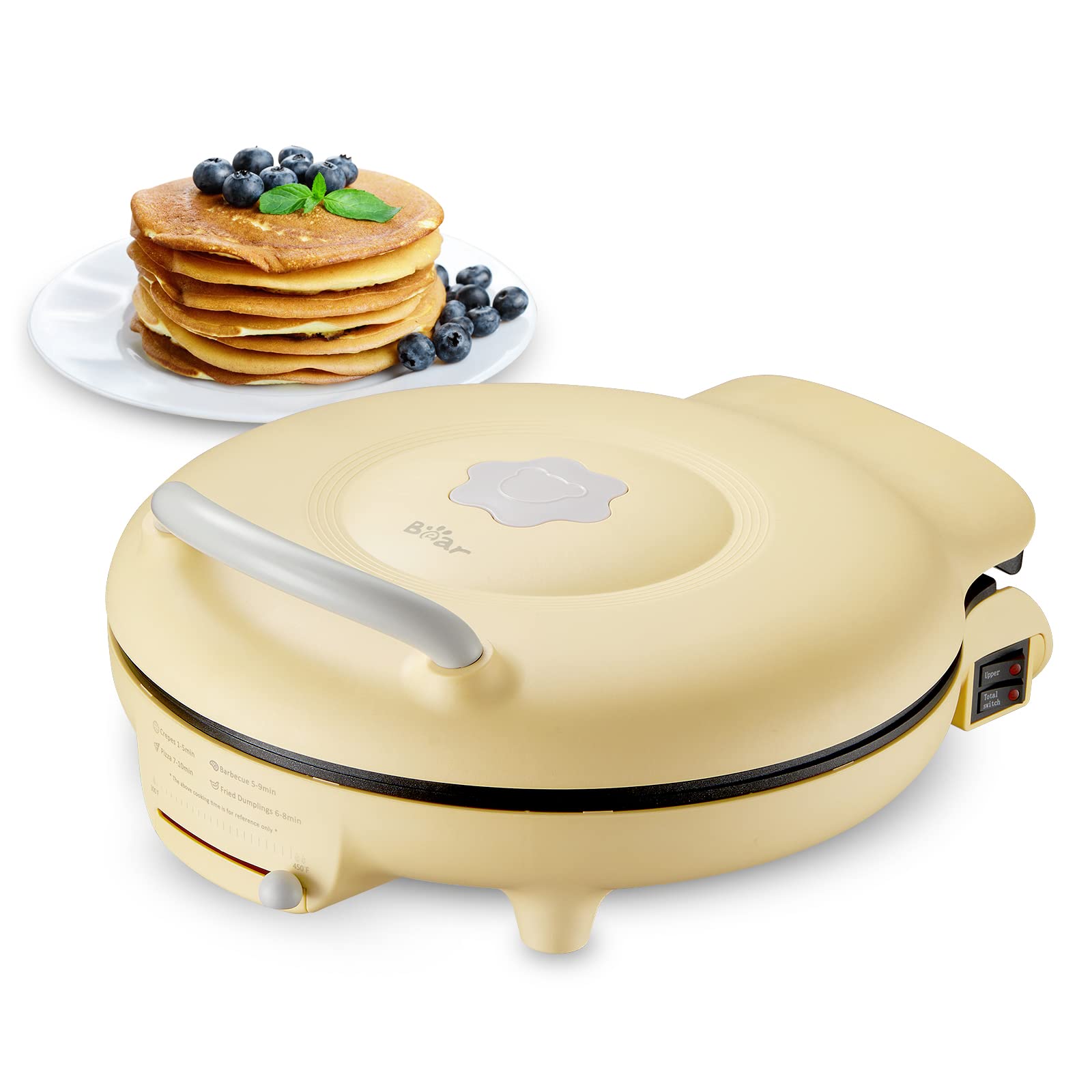 Bear grilla eléctrica interior sin humo, gran superficie para comidas familiares.