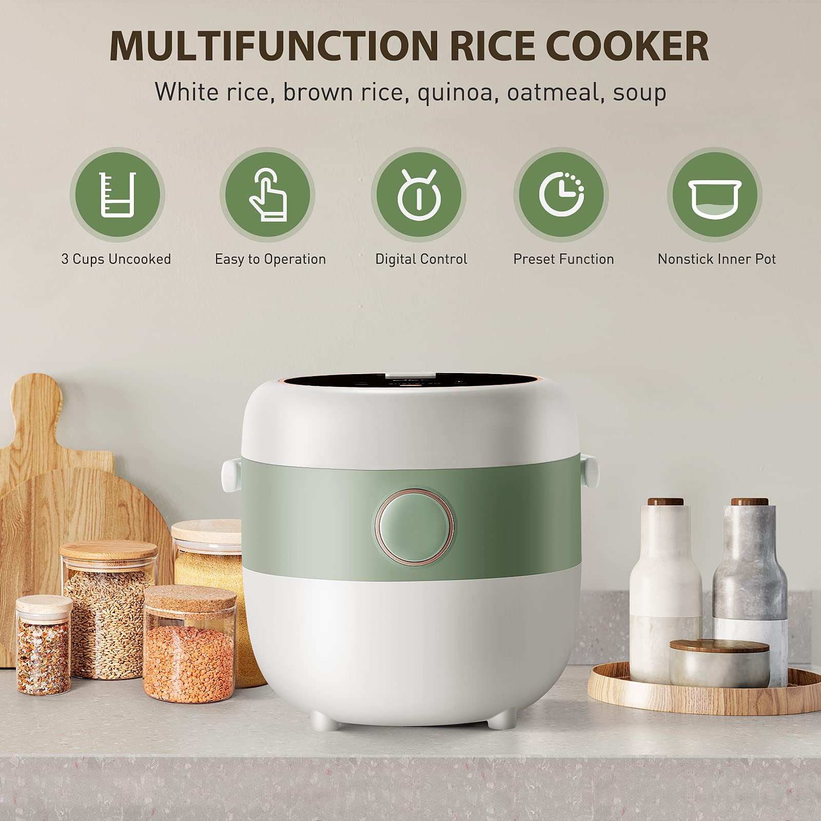 Bear Rice Cooker con calentamiento 3D para cocción uniforme.