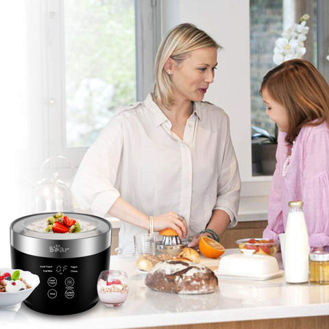 Bear Yogurt Maker acabado en acero inoxidable para cocina moderna