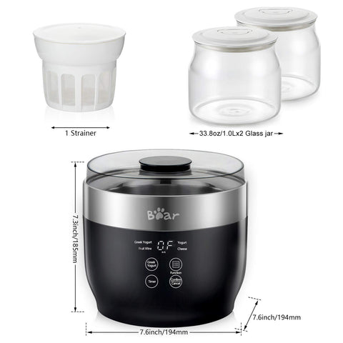 Bear Yogurt Maker dimensiones compactas para encimera de cocina
