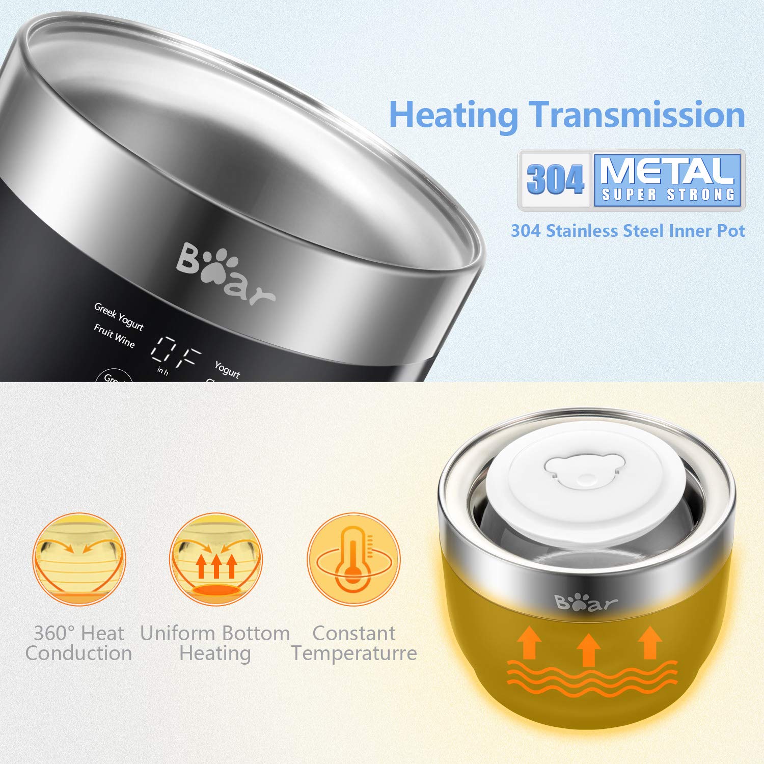 Bear Yogurt Maker panel de control digital para temporizador preciso