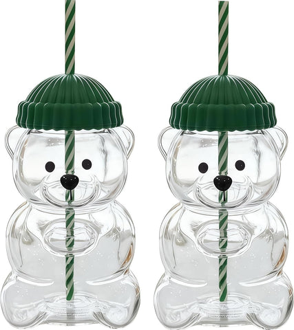 Bearista Cup con diseño 3D frontal, vidrio borosilicato, ideal para cafés y tés.