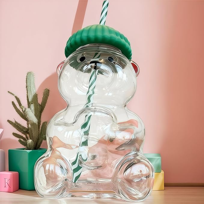 Bearista Cup vidrio borosilicato resistente, perfecto para bebidas frías y postres.
