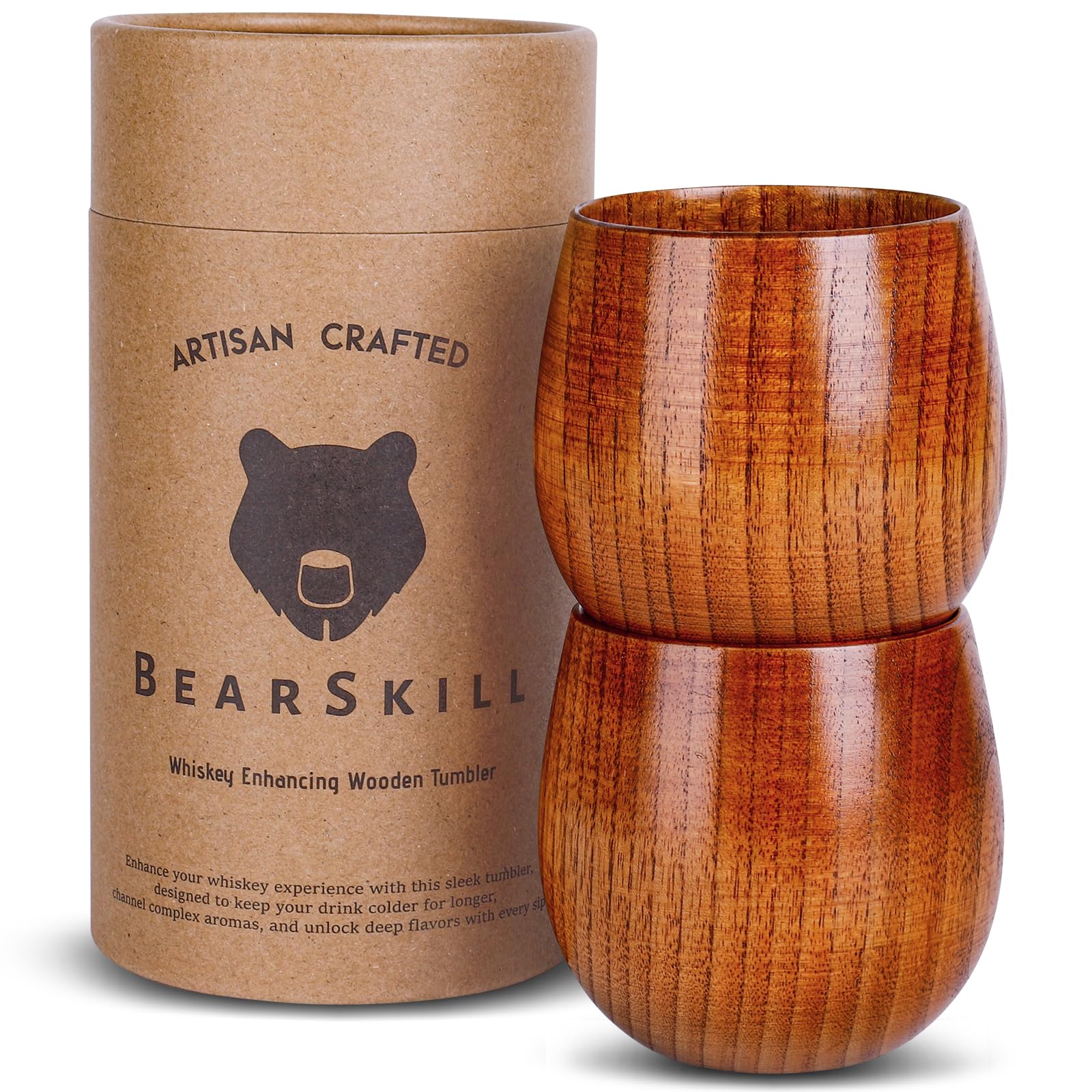 BearSkill copa whisky de madera hecha a mano, realza la degustación.