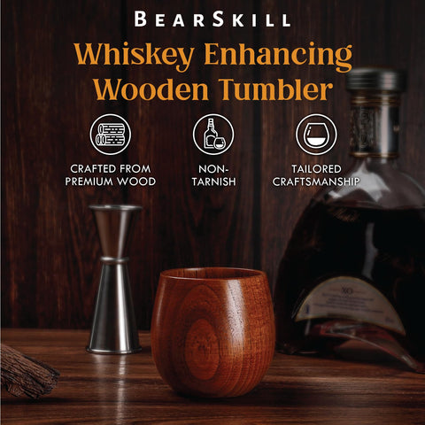 BearSkill tumbler whisky de madera, diseño duradero para uso diario.