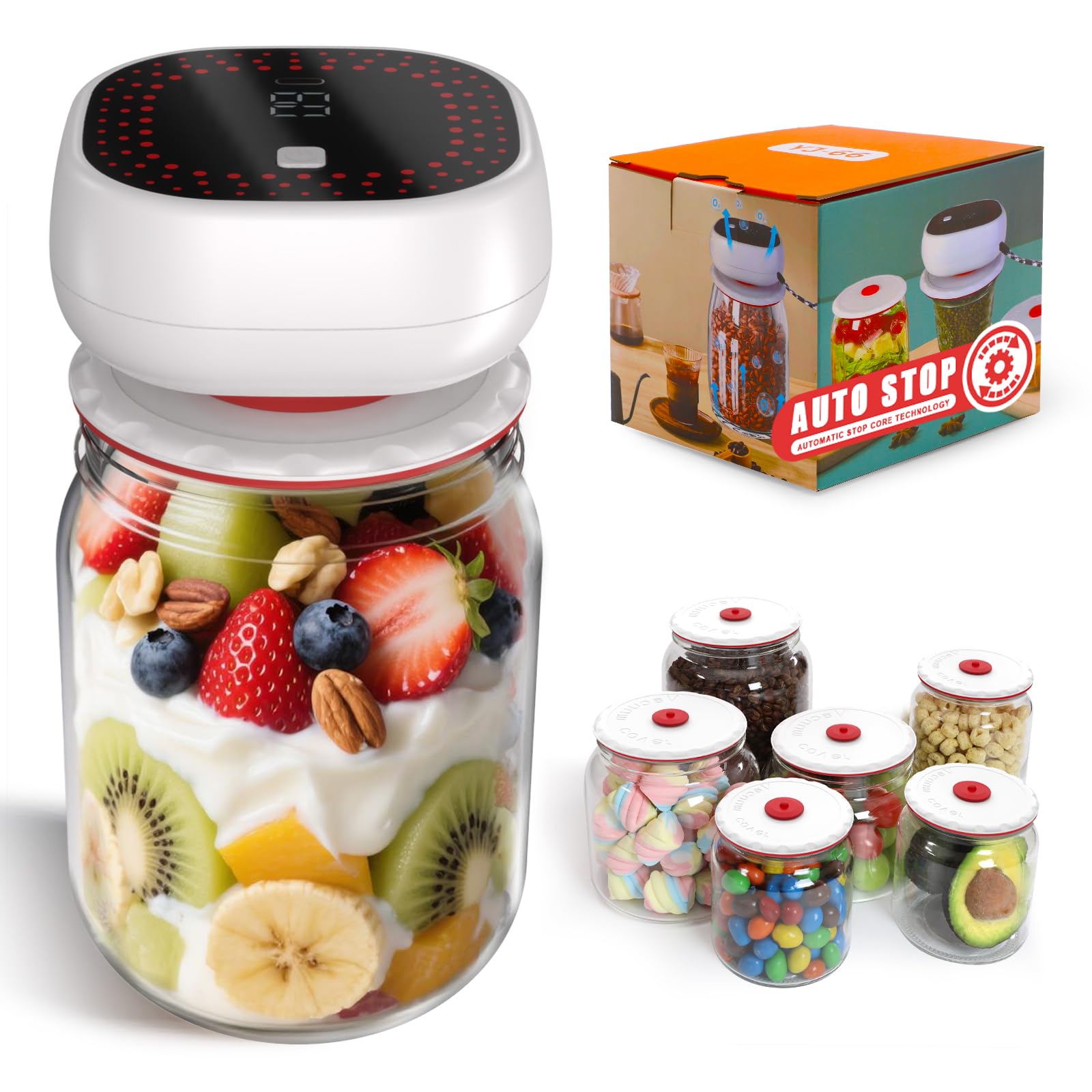 Beatish kit-sellado-jar-electrico: sellado rápido para tarros variados.