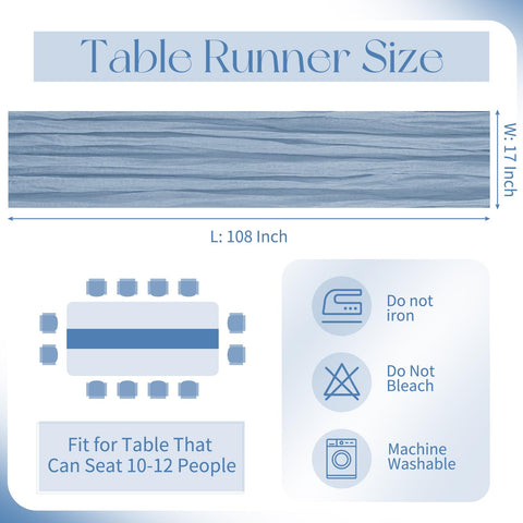 Cinta de mesa Beautane de gasa azul para decoración boho