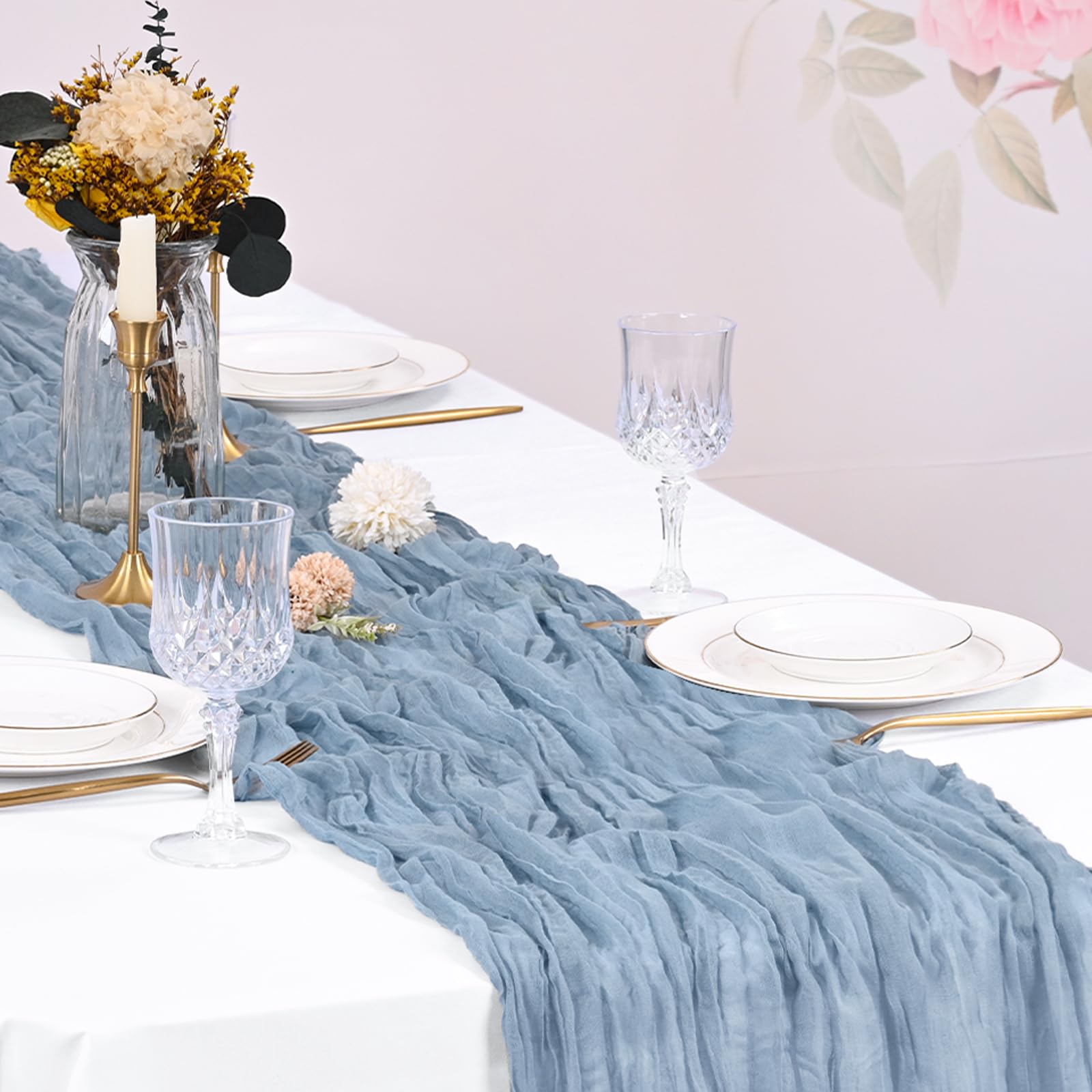 Decoración de mesa Beautane en gasa azul para celebraciones