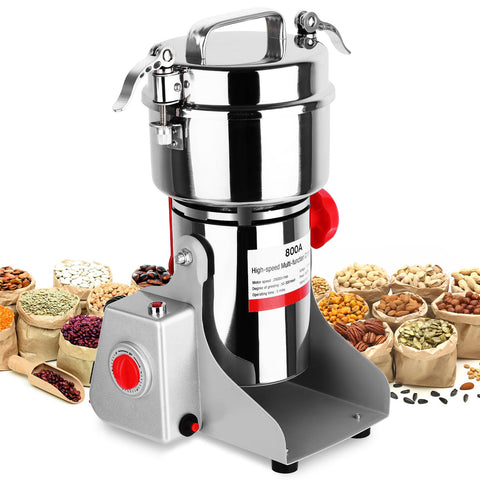 Beautiq molinillo eléctrico de grano 800 g, vista frontal, diseño compacto para cocinas pequeñas.