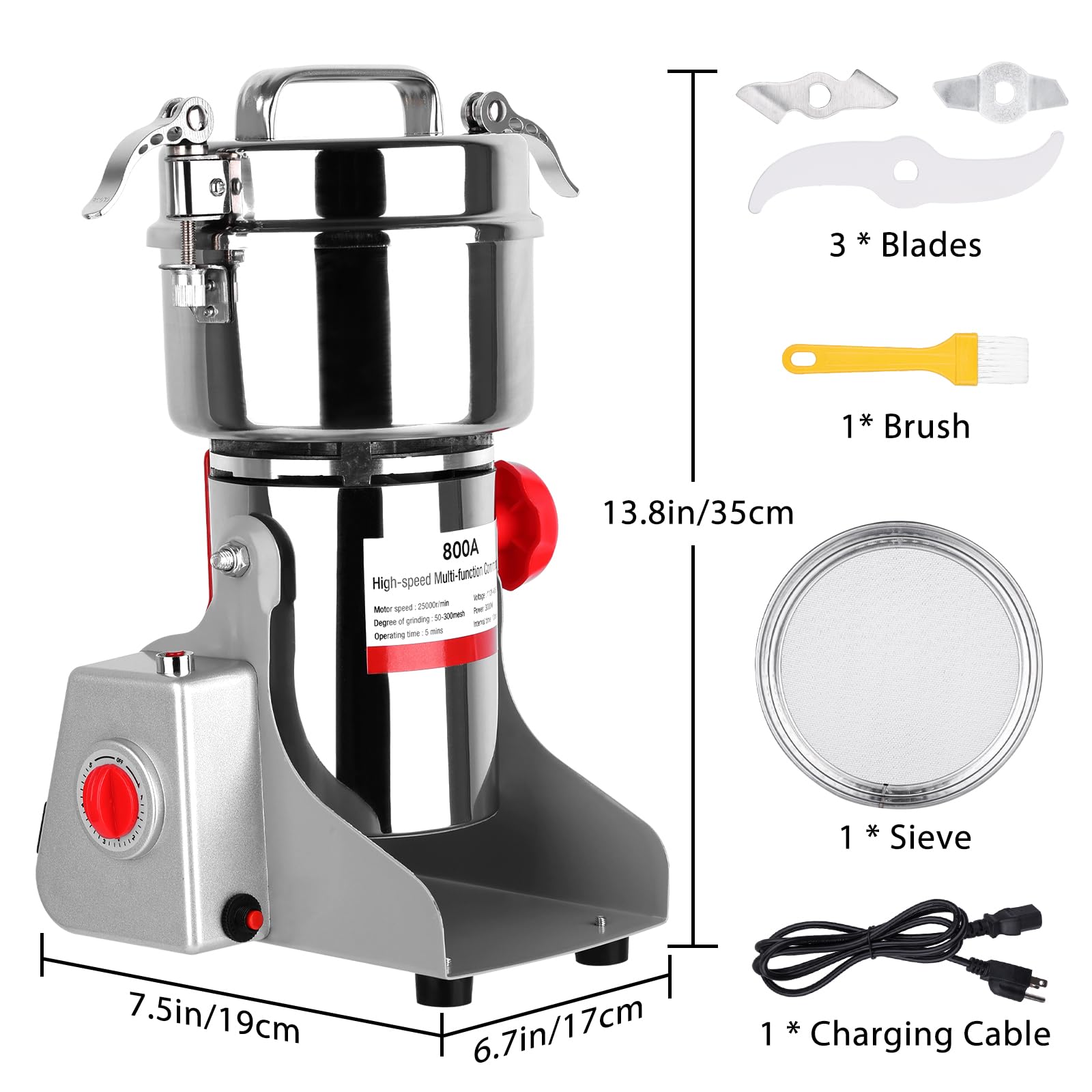 Beautiq molinillo eléctrico de grano 800 g, uso en cocina para preparar granos.