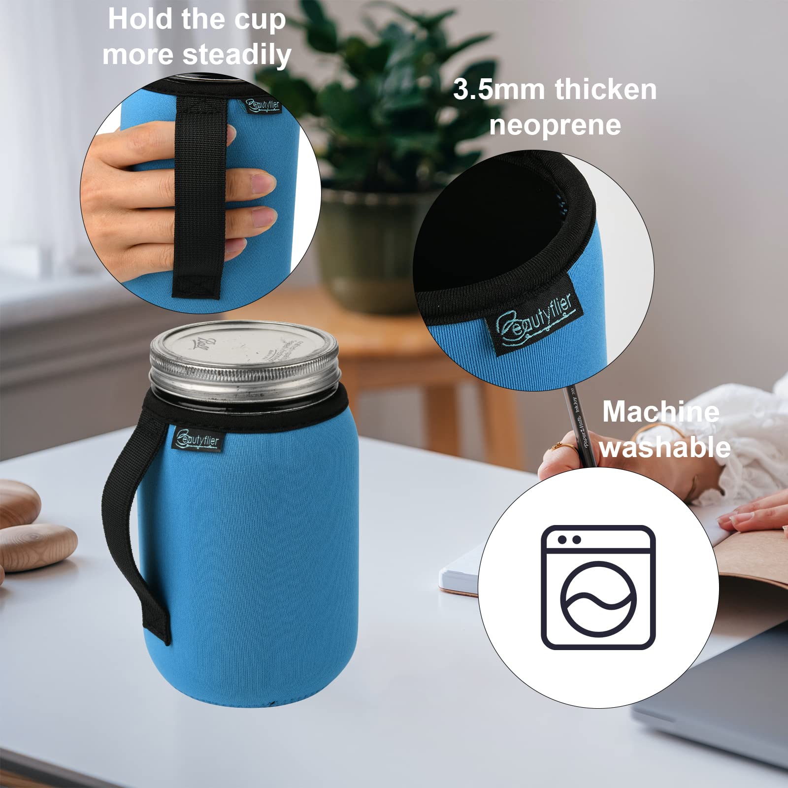 Beautyflier funda neopreno regalo tarro Mason 32oz.