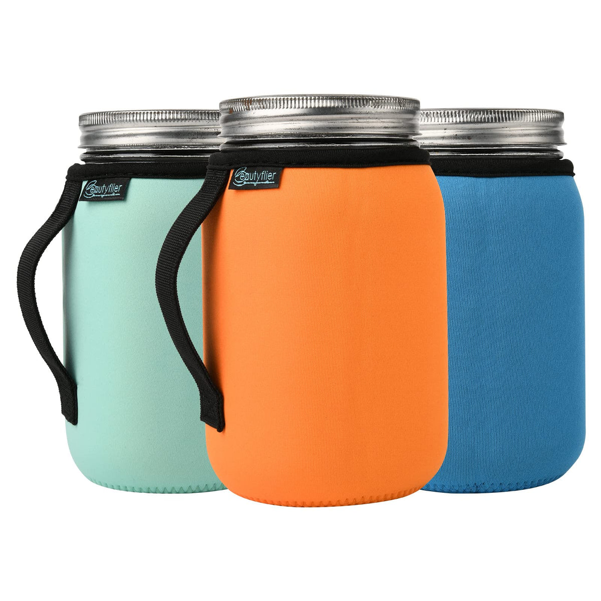 Beautyflier funda neopreno para tarro Mason 32oz boca regular, mantiene la bebida fría.