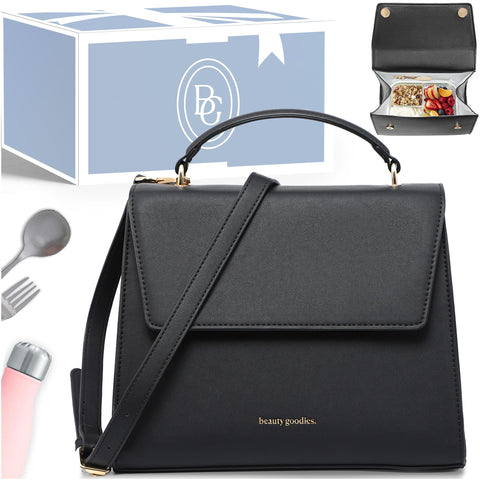 BEAUTYGOODIES Bolsa lunch aislada negra para oficina y días ajetreados