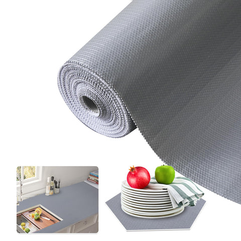 Forro Beautysaid para estante de cocina gris, evita deslizamientos y facilita organización.