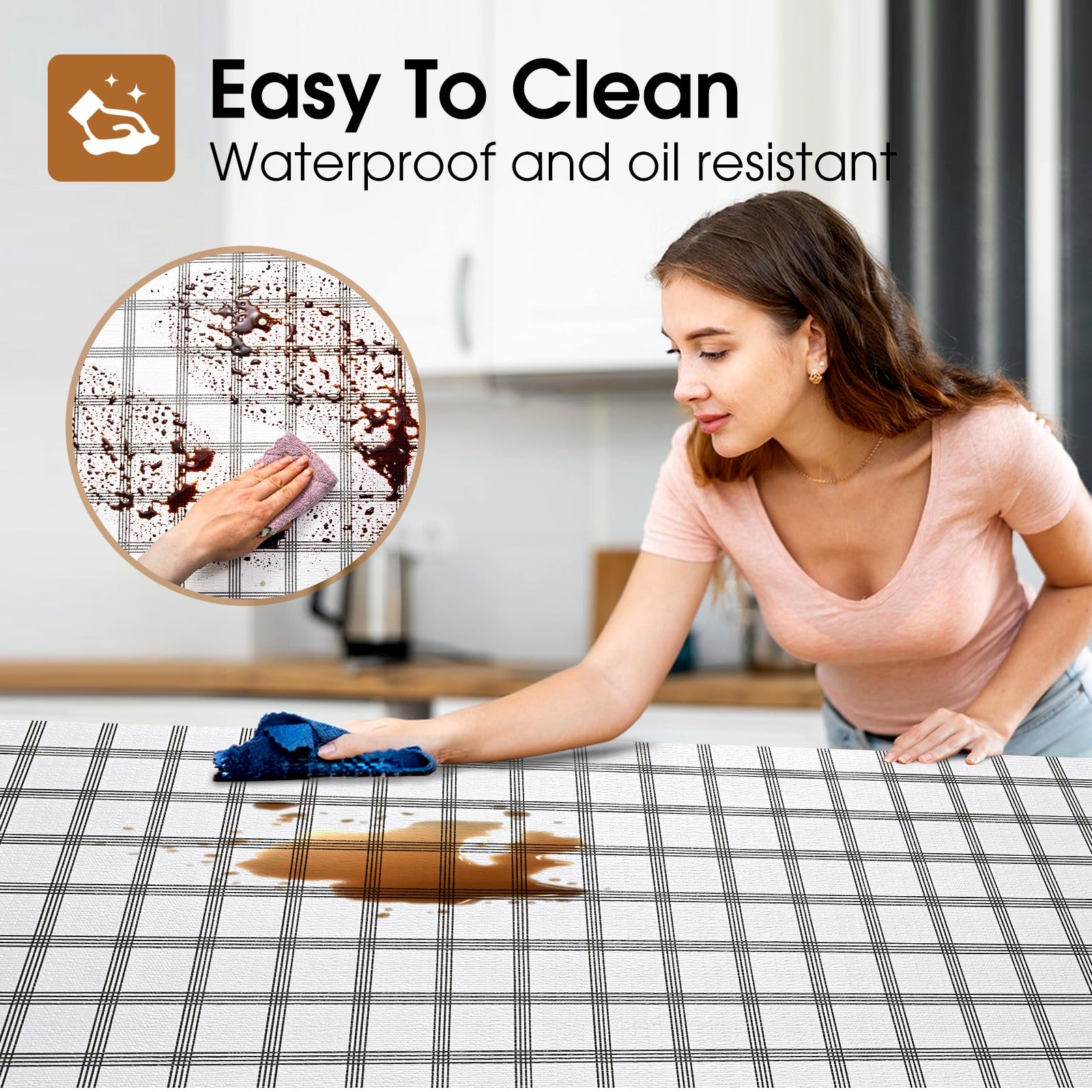 Beautysaid forro estante cocina plaid: protección contra grasa y líquidos.