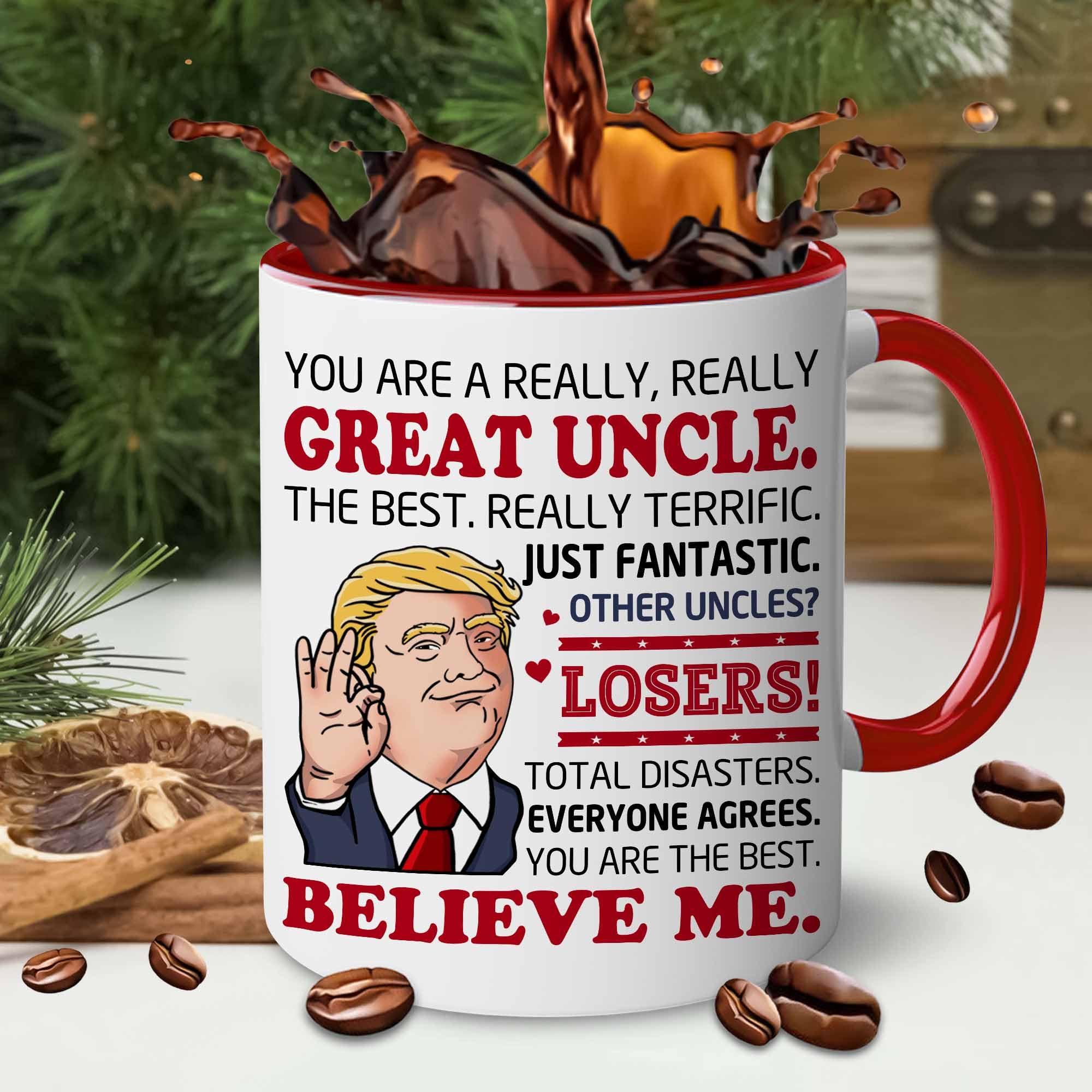 Taza BECHUSKY con frase graciosa para tío, regalo perfecto para ocasión especial.