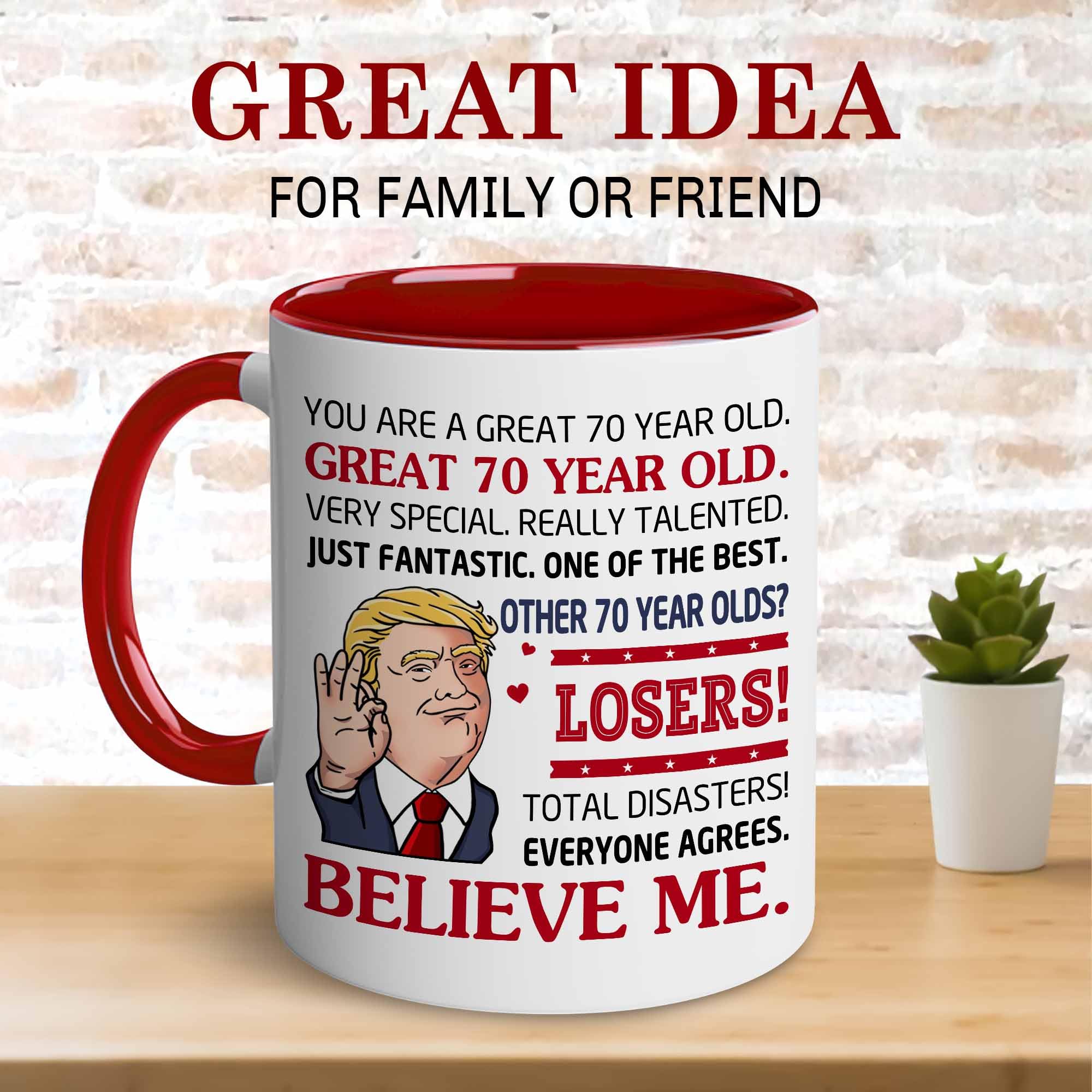 BECHUSKY Vaso de café 70 años para hombre, regalo útil y solemne.