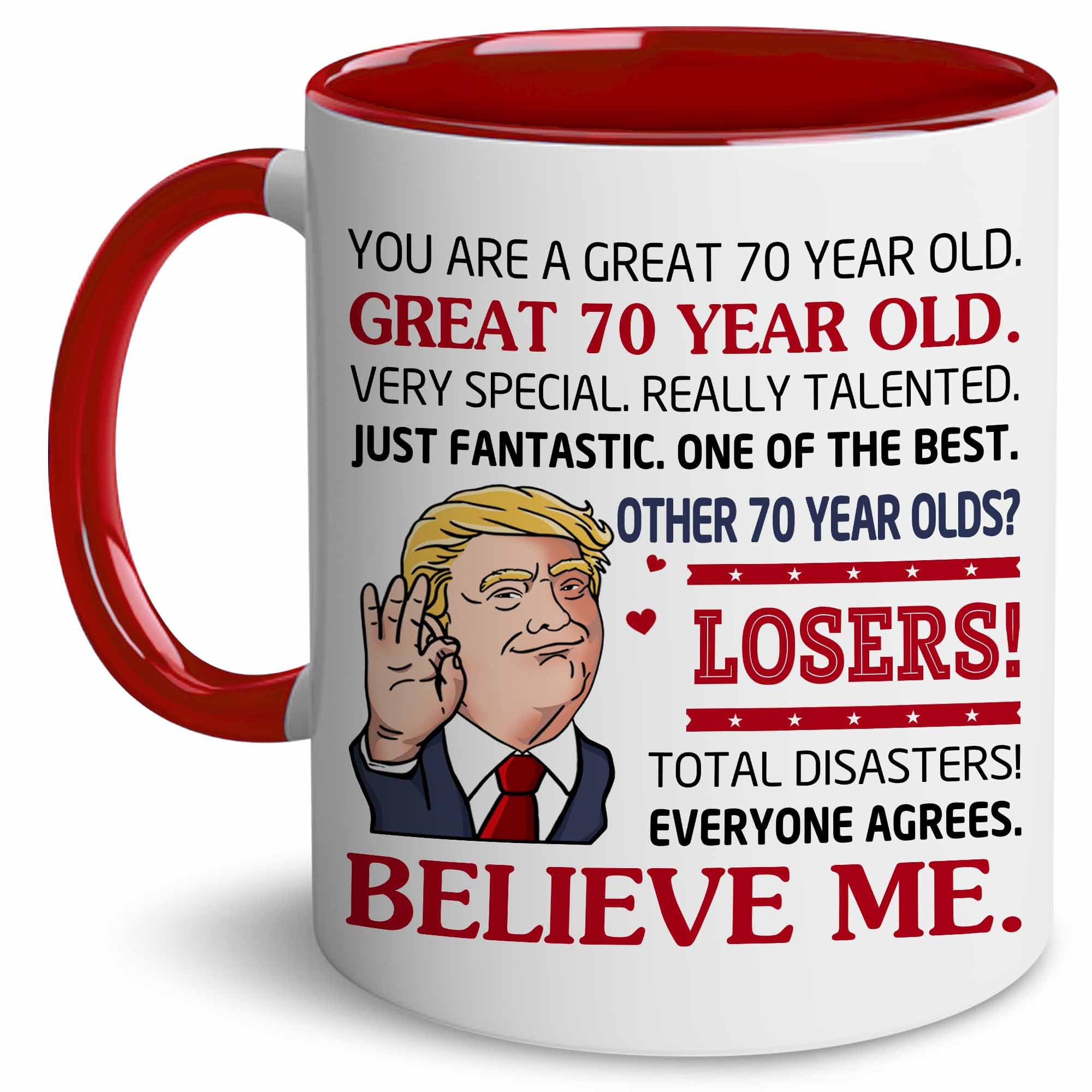 BECHUSKY Vaso de café 70 años para mujer, regalo práctico para ella.