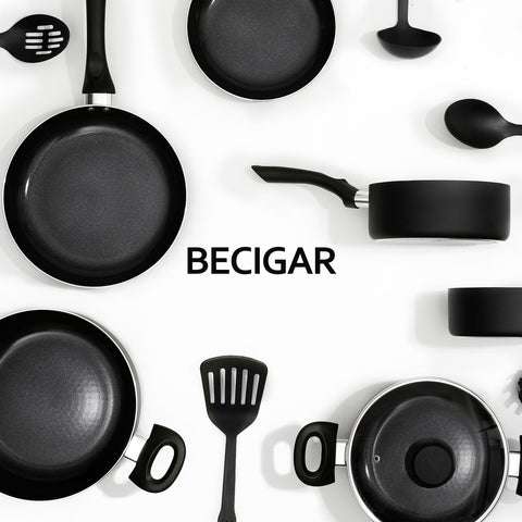 BECIGAR olla cerámica de 6,3 pulgadas con tapa de vidrio: compatible con inducción.
