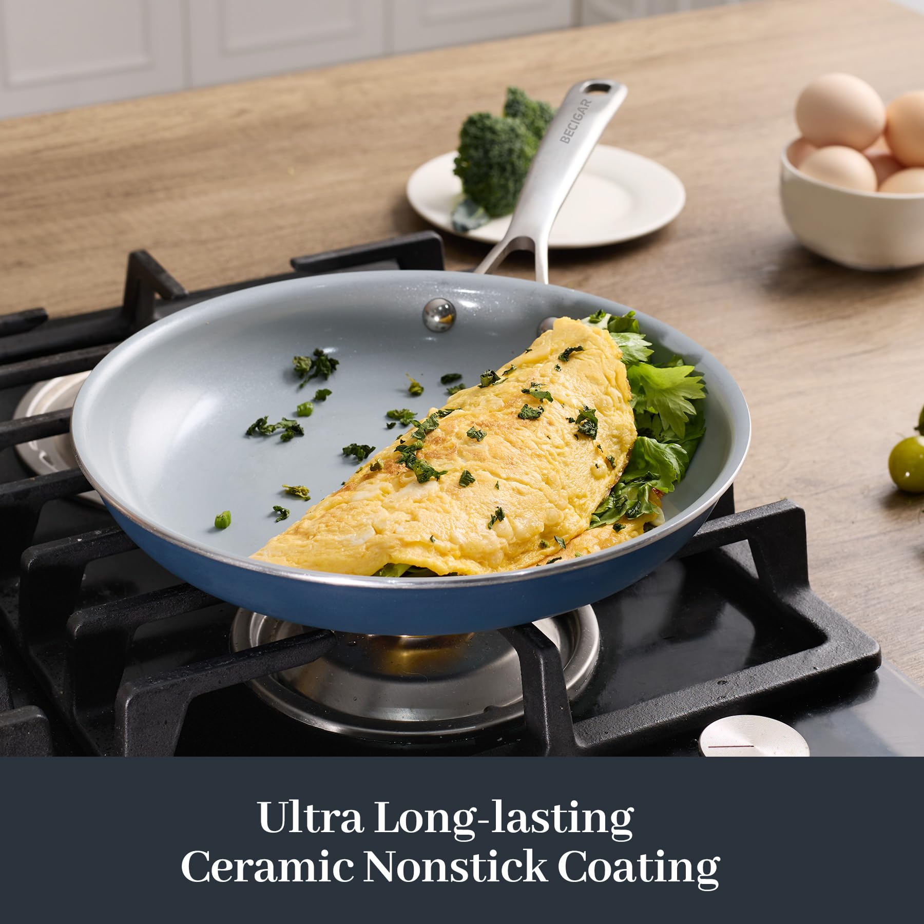 BECIGAR sarten ceramica, limpieza facil y superficie antiadherente