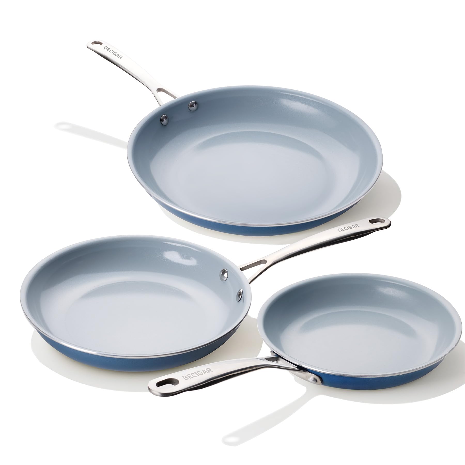 BECIGAR sarten ceramica con mango de acero inoxidable, seguro para horno