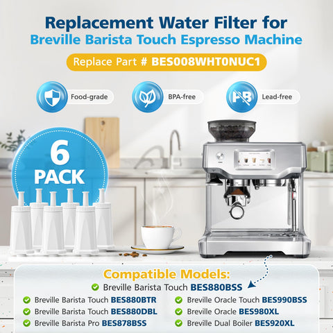 Beckacher filtro de agua para Breville Oracle Touch, compatibilidad asegurada para máquina.