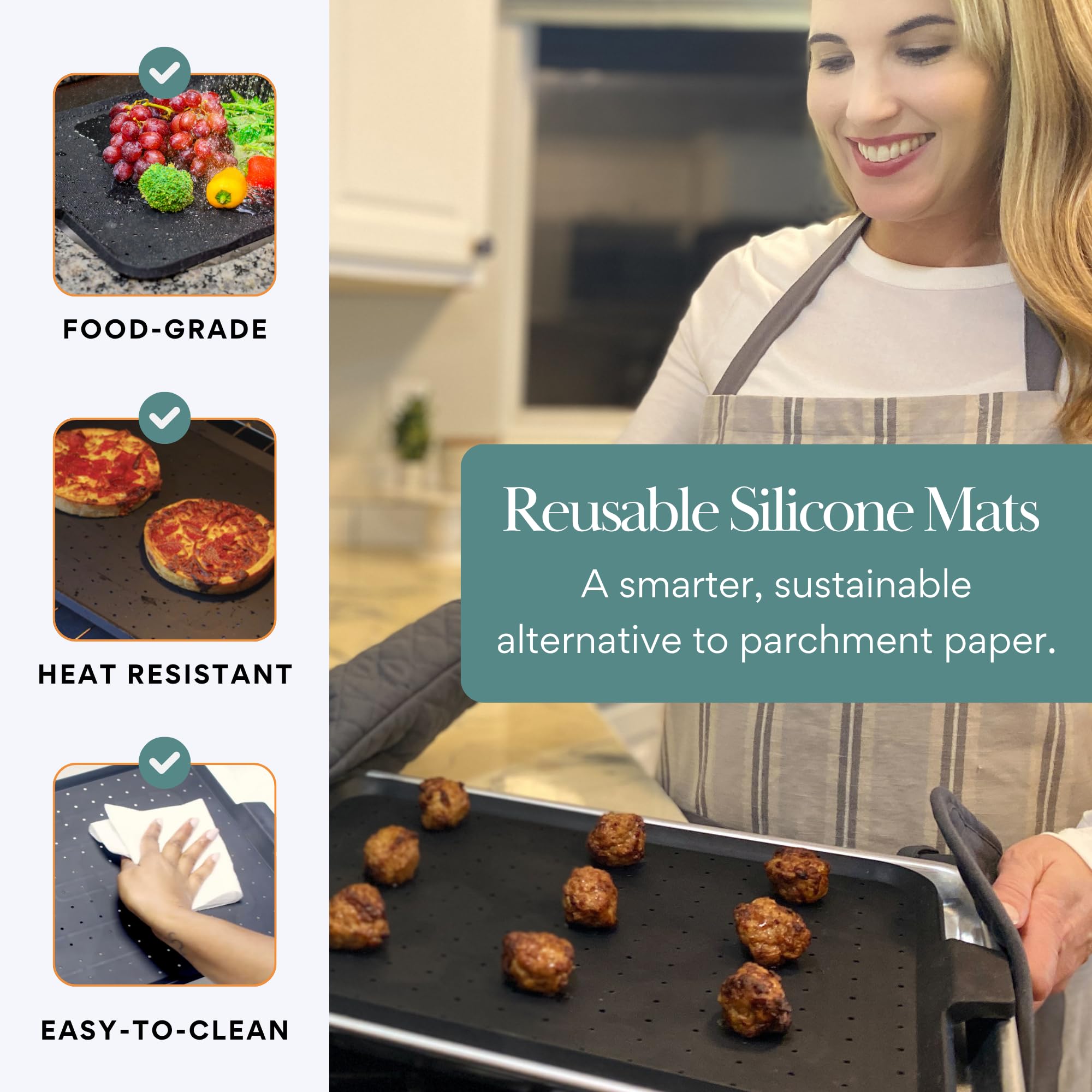 Beckon Ware ajuste universal; silicona resistente al calor para hornear y asar