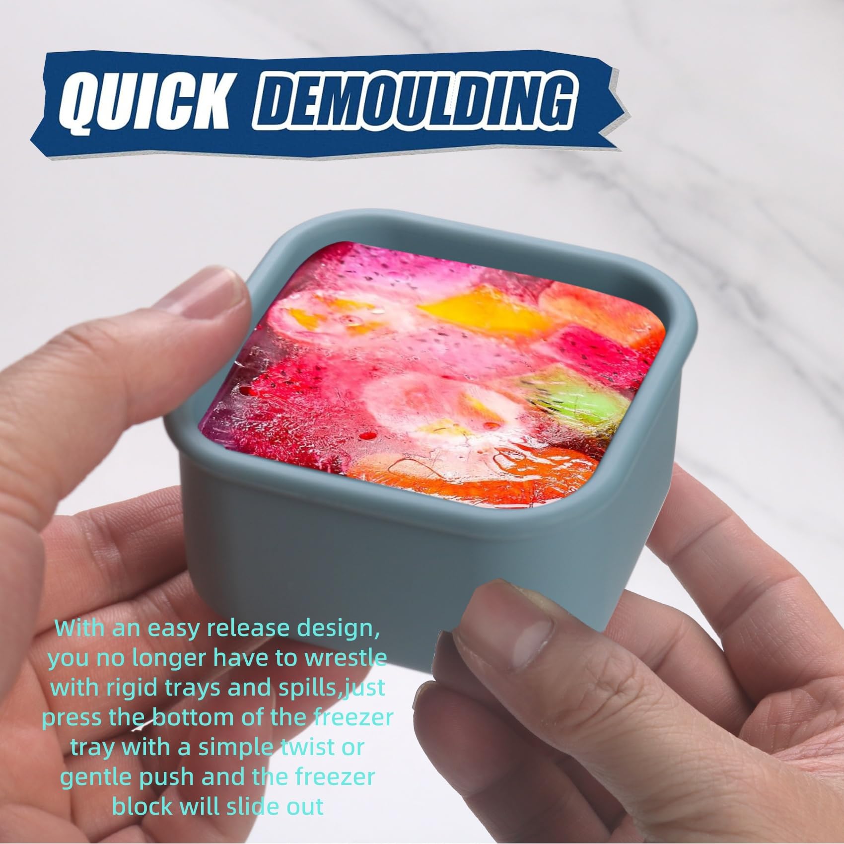 Becokit sin BPA bandeja congelar azul, opción sostenible y reutilizable.