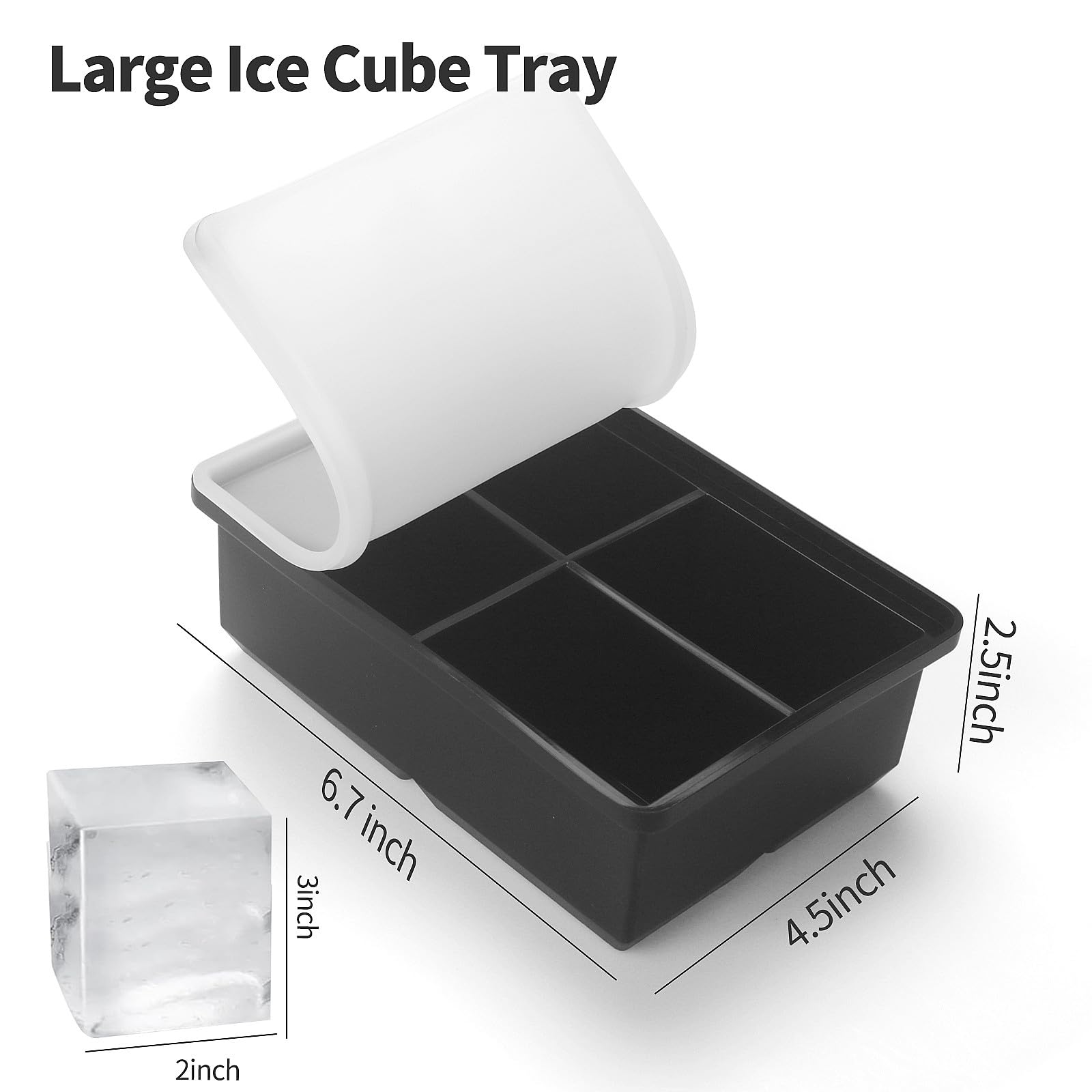 BECOKIT cubos de hielo grandes 3x2 pulgadas para cocteles, enfriamiento rapido.