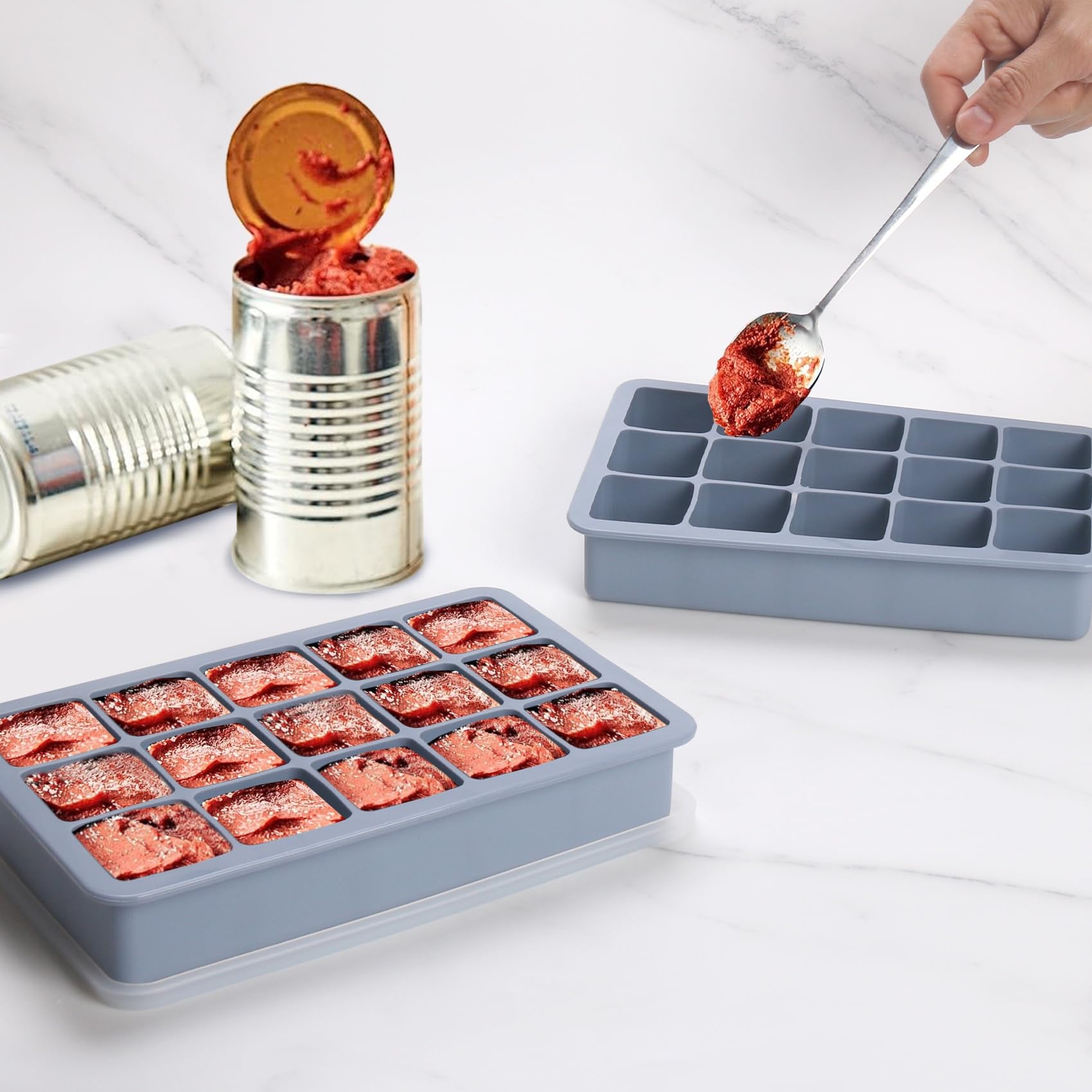 BECOKIT moldes azules de silicona, desmolado suave para cubos y porciones seguras