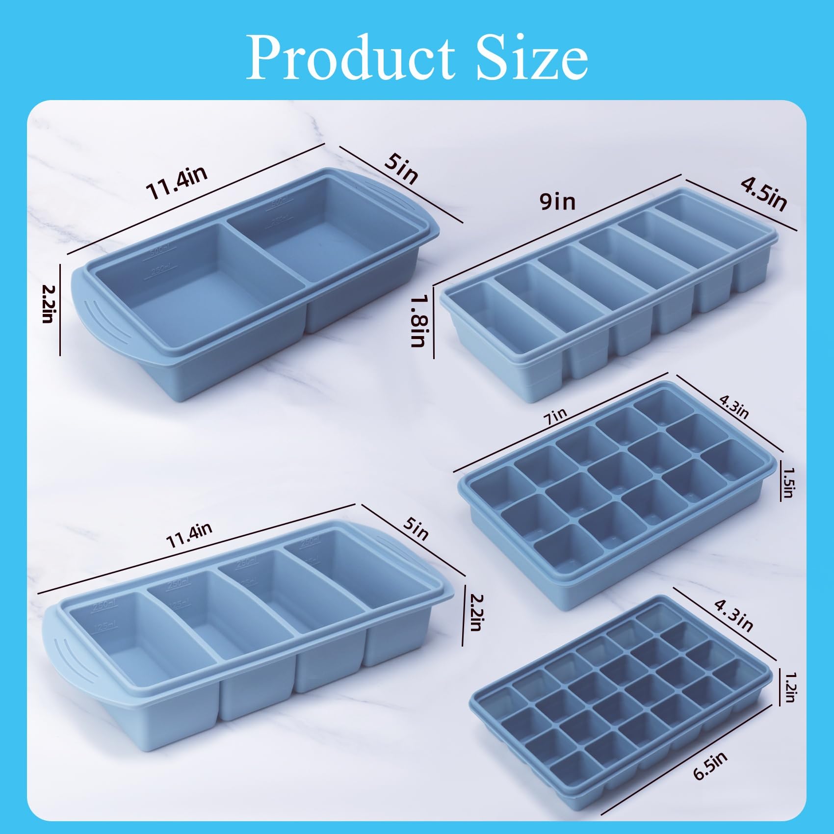 BECOKIT molde 1 taza azul para porciones individuales y organización