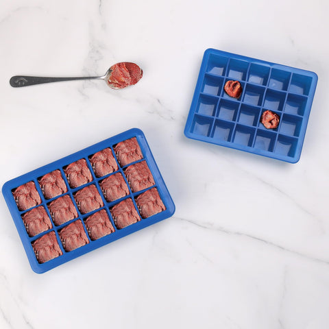 BECOKIT moldes de silicona para congelar 2 cucharadas, tapa azul, almacenamiento compacto