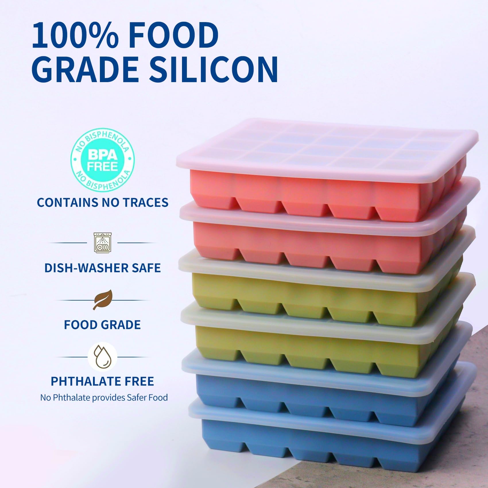 BECOKIT moldes silicona congelar cubos; desmolde fácil para purés y jugos.
