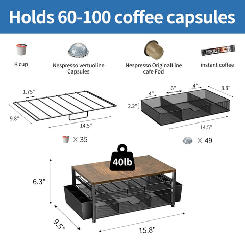 Becomrock Organizador K-Cup, capacidad para 63 cápsulas K-Cup.