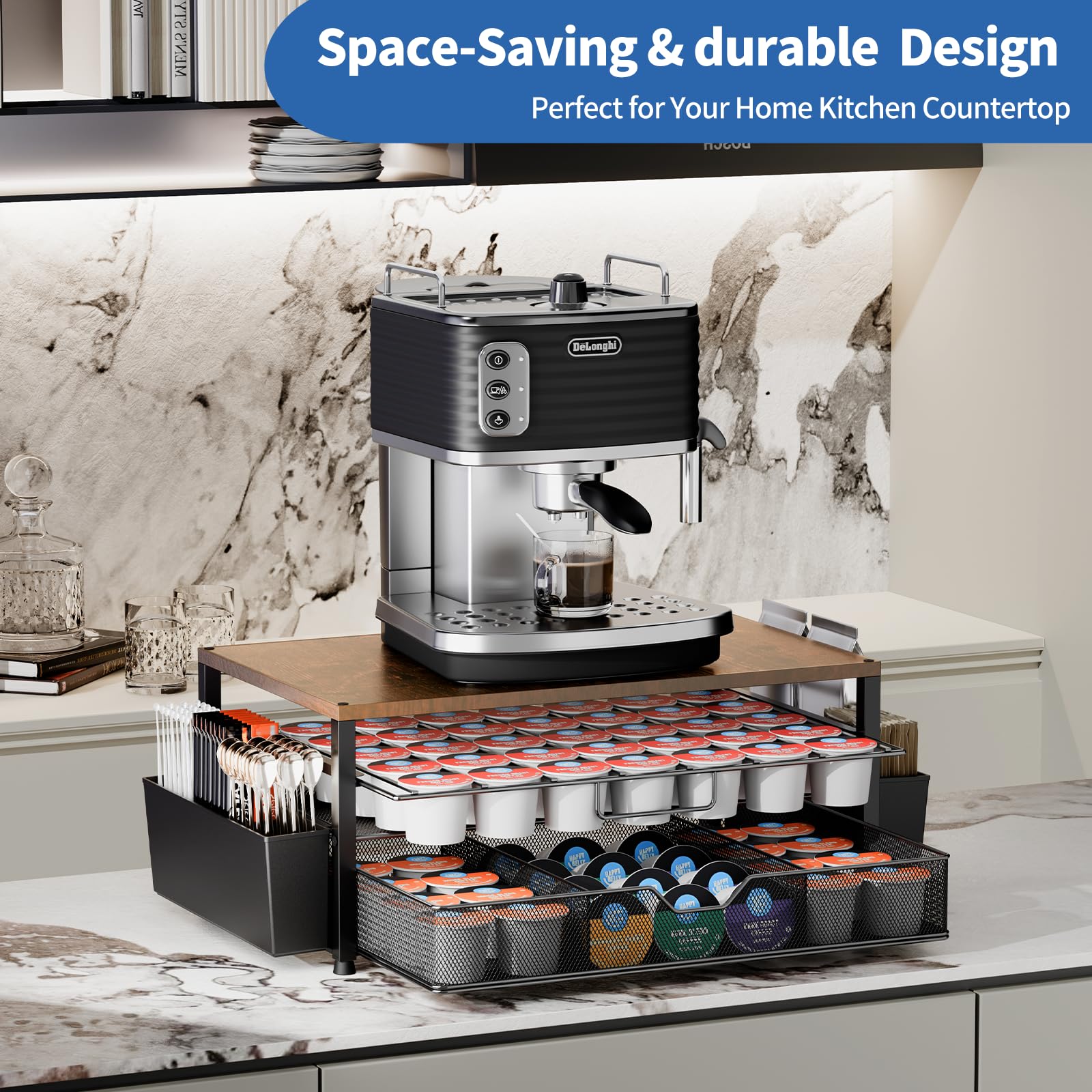 Becomrock Organizador K-Cup, diseño compacto para bajo la máquina.