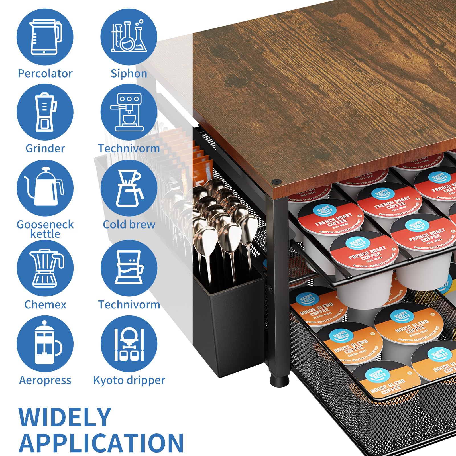 Becomrock Organizador K-Cup, estructura metálica duradera con pies antideslizantes.