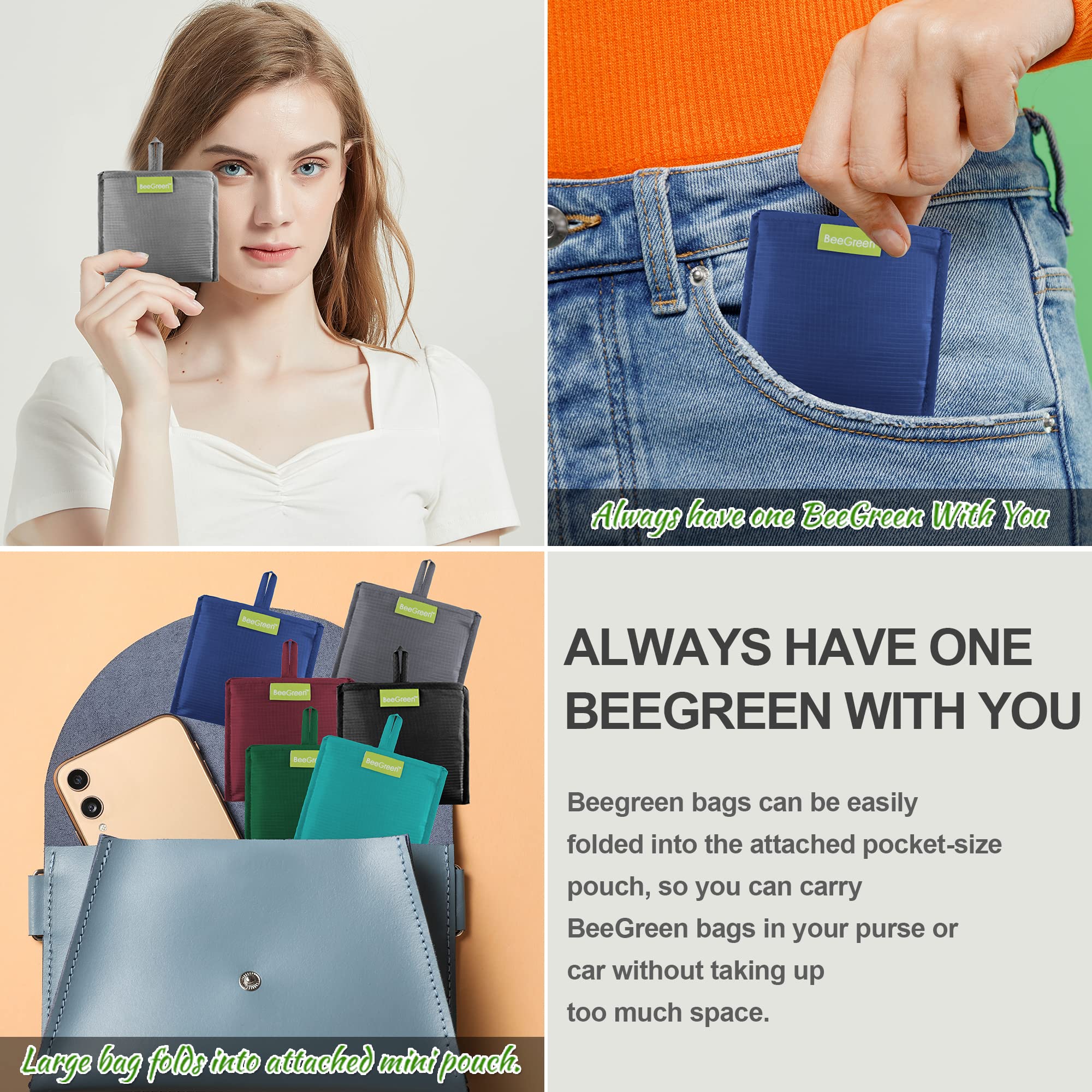 BeeGreen diseño plegable que se guarda en estuche compacto.