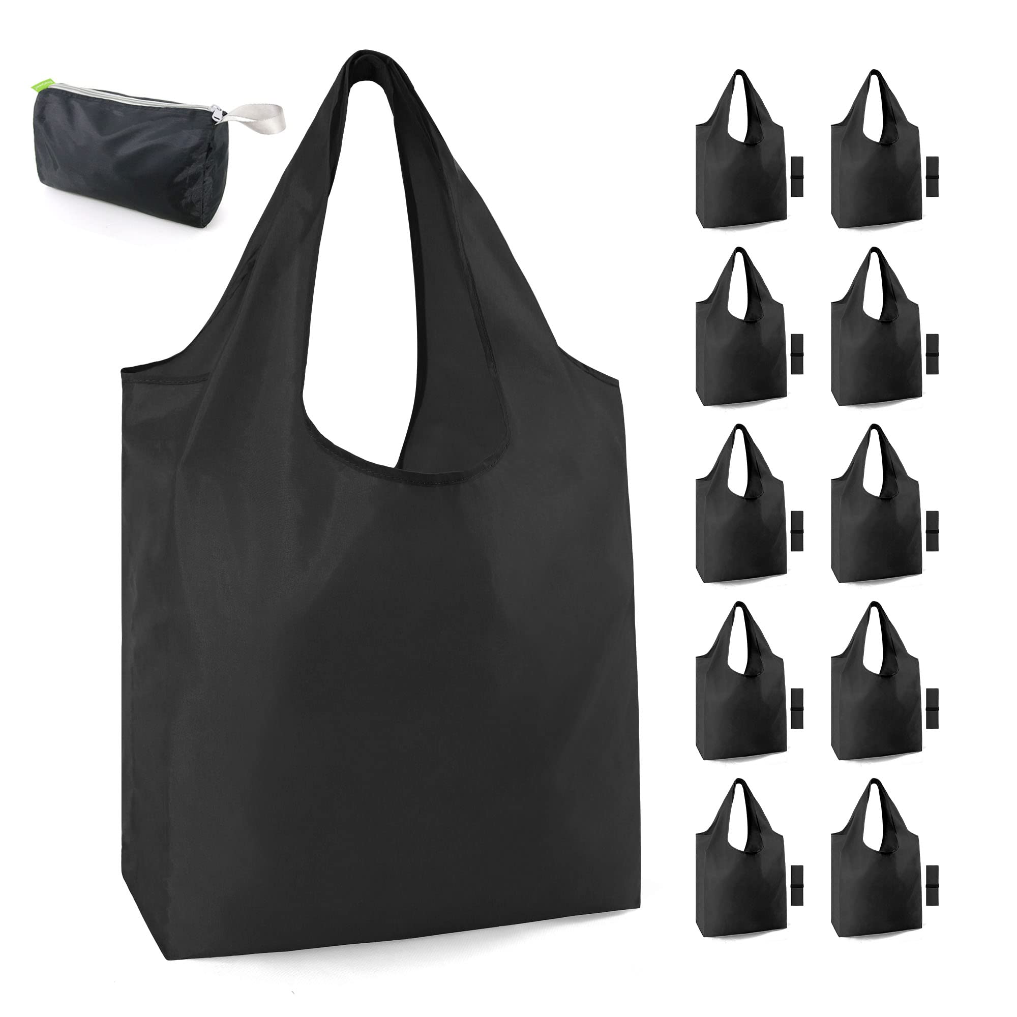 Bolsas BeeGreen negras con gran capacidad para compras pesadas, hasta 50 libras.