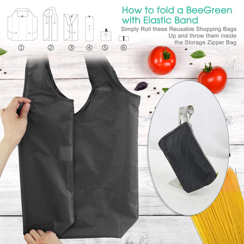 BeeGreen negras duraderas para compras pesadas y uso diario.