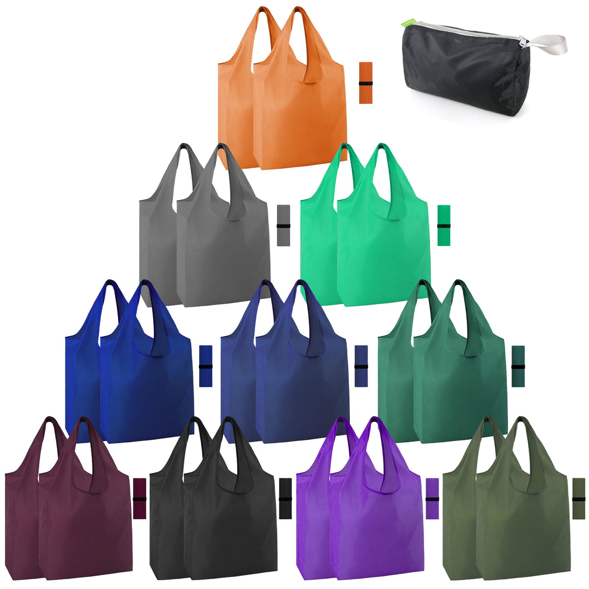 BeeGreen bolsas de compra reutilizables coloridas, 20 pack, ideales para organizar la compra diaria.