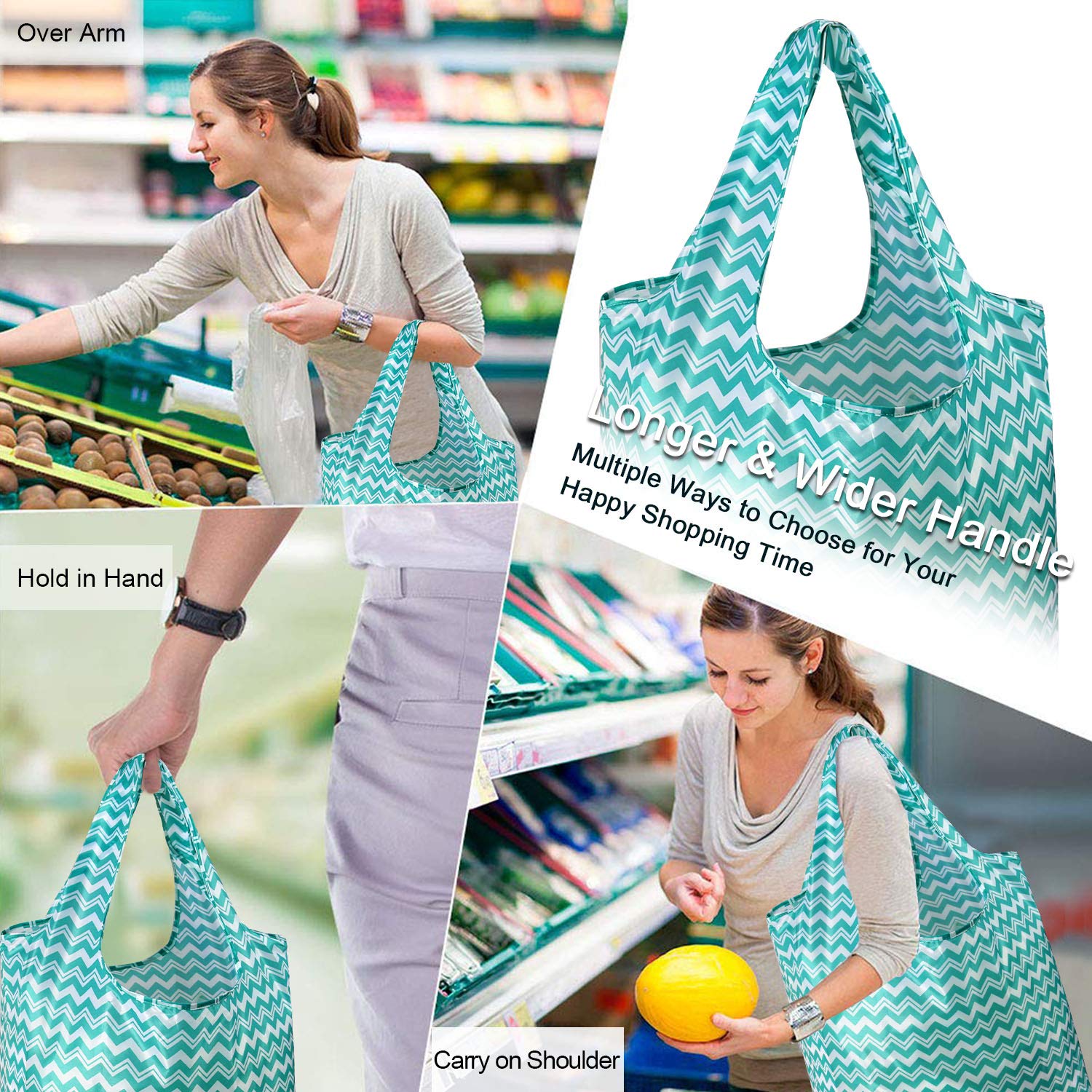 BeeGreen bolsa plegable XL con diseño geométrico, fácil de guardar en cualquier bolso.